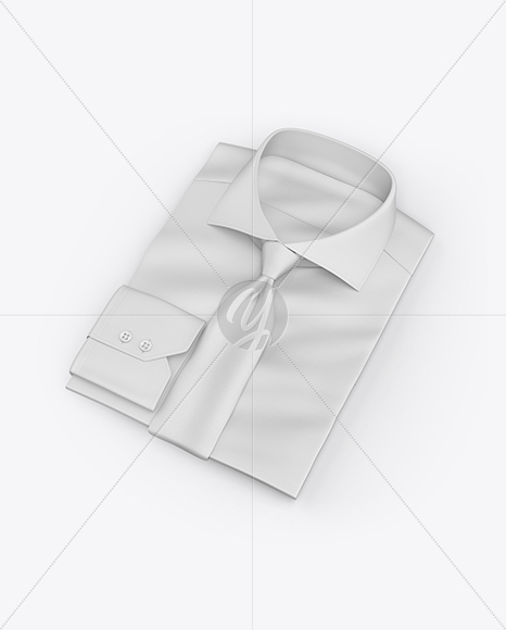 Folded Shirt With Tie Mockup 
