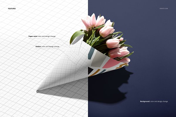 Flowers Packaging Cone Mockup Set | Creative Photoshop Templates