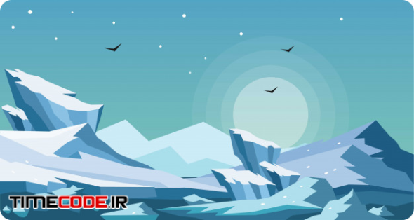 Winter Arctic Landscape Vector Illustration 