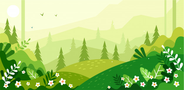 Beautiful Green Scenery Illustration 