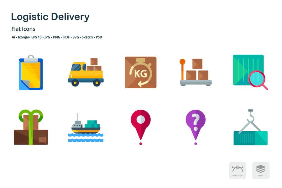 Logistic Delivery Flat Colored Icons