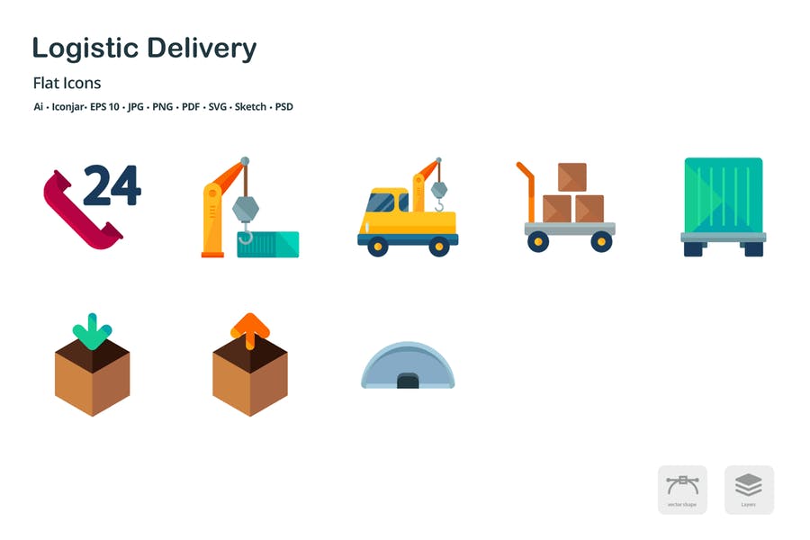 Logistic Delivery Flat Colored Icons