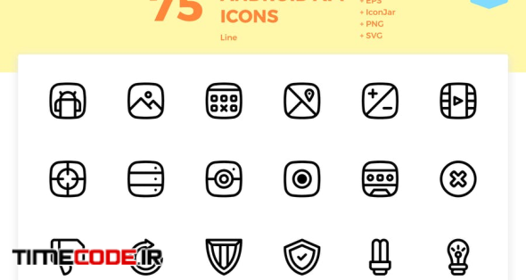 75 Android App Icons (Line)