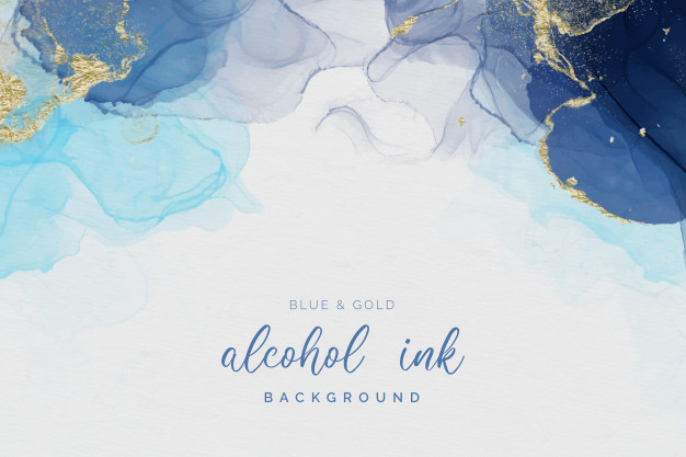 Blue & Gold Alcohol Ink Background Free Vector