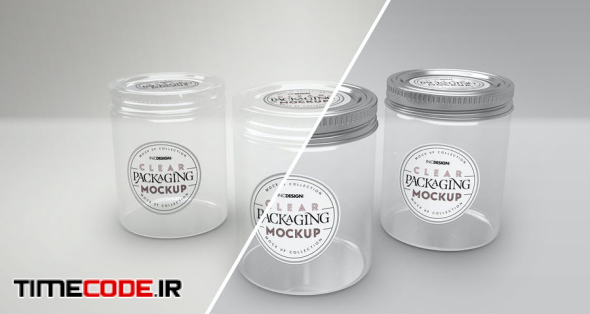 دانلود موکاپ ظرف مربا Clear Jars With Metal/Clear Lids Packaging Mockup