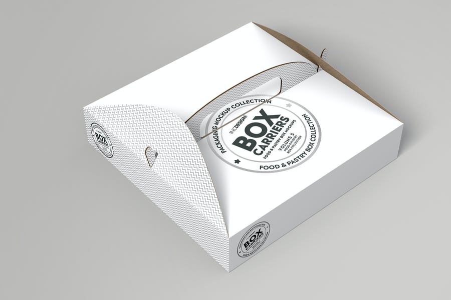 Food Pastry Boxes Vol.5:Carrier Boxes Mockups