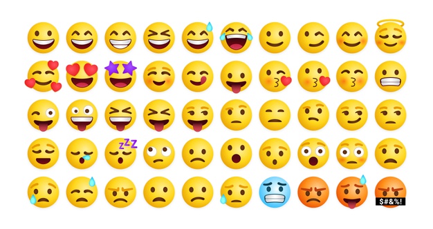 Collection Of Cute Emoticons Reaction For Social Media, Set Of Mixed Feeling 