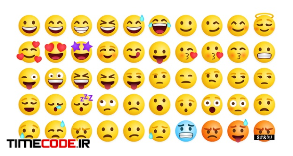 Collection Of Cute Emoticons Reaction For Social Media, Set Of Mixed Feeling 