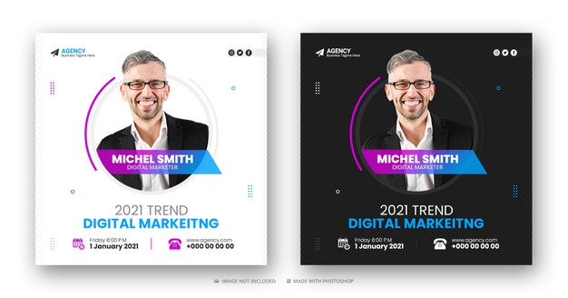 Digital Marketing Agency Social Media Post And Web Banner Or Square Flyer Template 