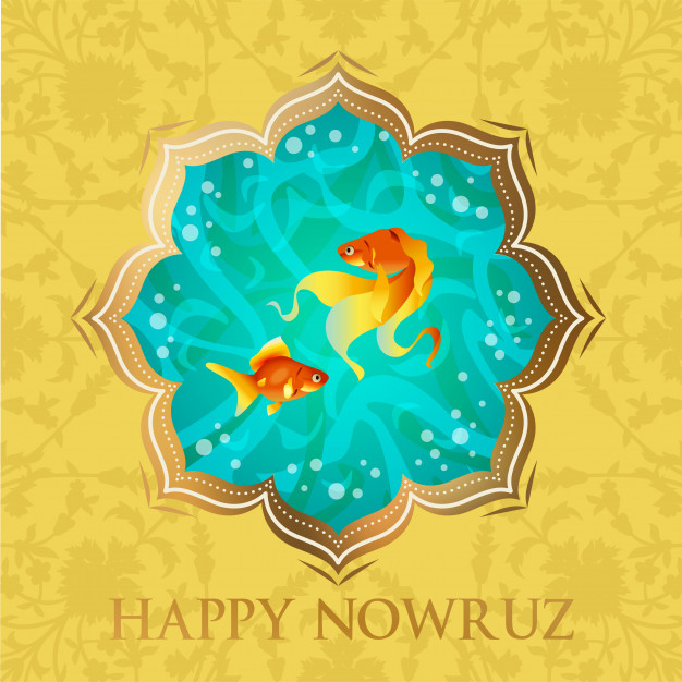 Happy Nowruz Persian New Year Goldfish. 