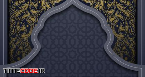 Eid Mubarak Greeting Card Islamic Pattern Design With Glowing Gold Arabic Calligraphy 