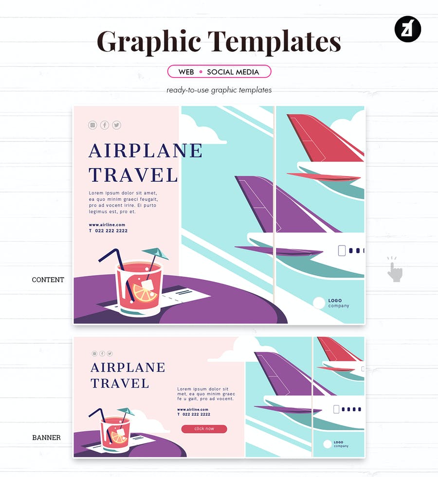 Airplane Travel Graphic Templates