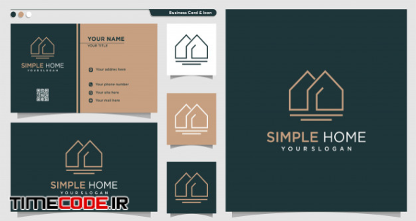Home Logo With Simple Line Art Style And Business Card Design Template, Home, Logo, Line Art, Logo Template 