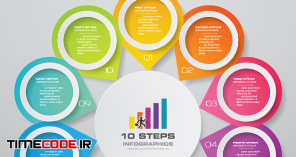 10 Steps Simple&editable Process Chart. Eps 10. 