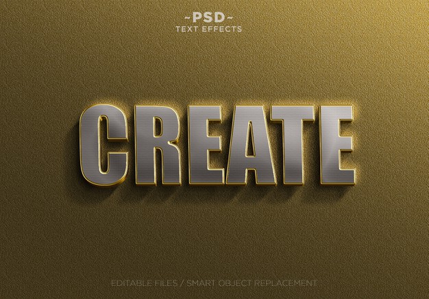 3d Realistic Golden Silver Text Effects Template 