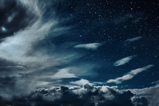 Backgrounds Night Sky With Stars And Moon And Clouds. Elements Of This Image Furnished By Nasa 